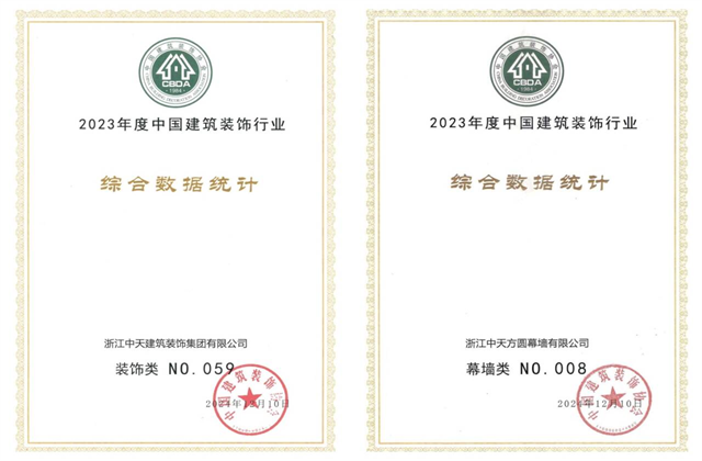 富联娱乐装饰集团位列2023年度中国建筑装饰企业百强59位、幕墙百强第8位
